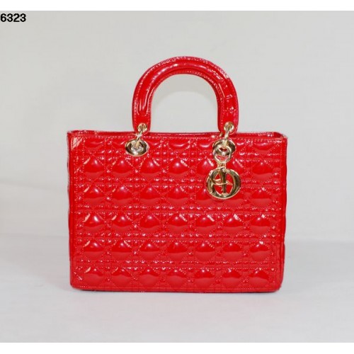 Borsa Christian Lady Dior in vernice rossa 6323 oro
