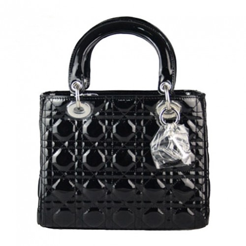 Borsa in pelle verniciata Christian Lady Dior 9226 nera