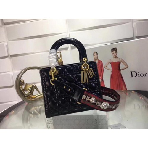 Borsa Dior Cannage Lady in pelle originale CD0575 nera