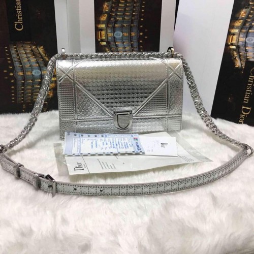Borsa Dior Diorama in pelle originale CD13S argento