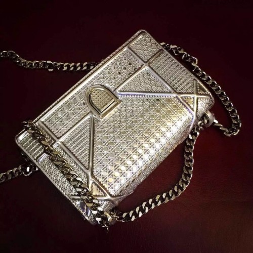 Borsa Dior Diorama in pelle originale CD13S argento