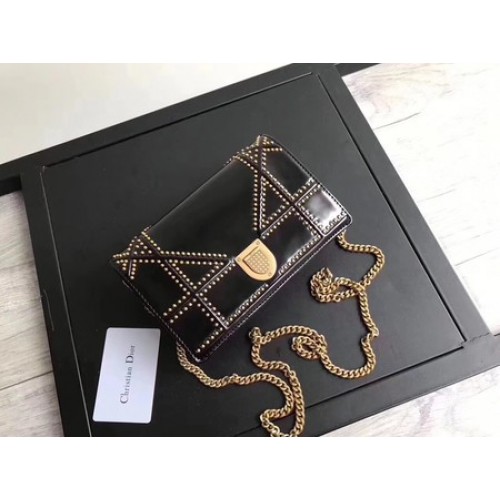 Borsa Dior Diorama in pelle verniciata originale CD3709 nera