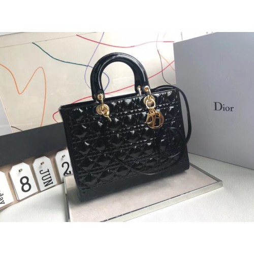BORSA DIOR GRANDE LADY DIOR IN PELLE DI AGNELLO CAL44560 nera