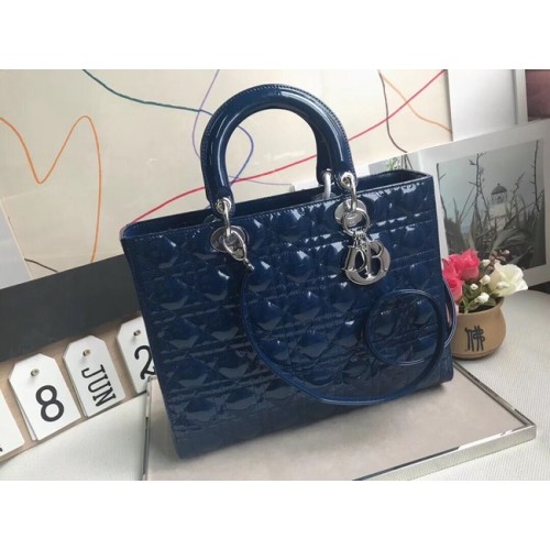 Dior BORSA GRANDE LADY DIOR IN PELLE DI AGNELLO CAL44560 blu