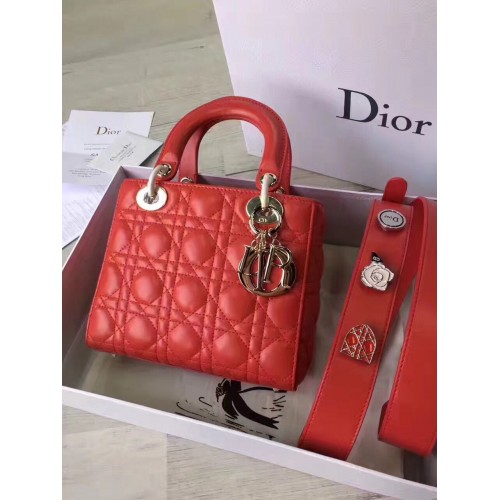 Borsa Dior Lady originale in pelle di montone D6355 rossa