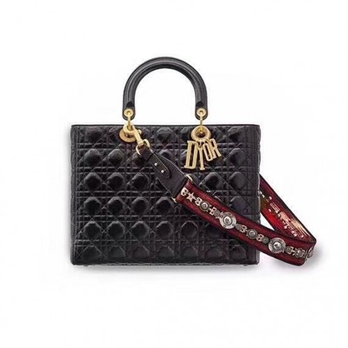 Borsa Dior Lady in pelle di montone originale in pelle D6356 nera