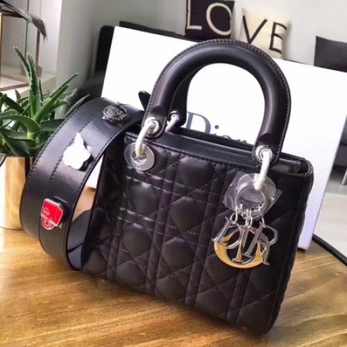 Borsa in pelle di montone originale Dior Lucky Badges 88034 nera