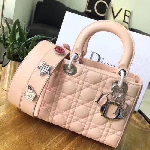 Dior Lucky Badges Original Borsa in pelle di montone 88034 Rosa