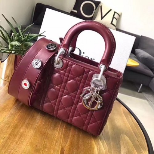 Borsa in pelle di montone originale Dior Lucky Badges 88034 rossa
