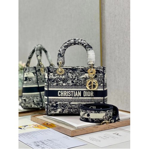 BORSA D-LITE MEDIUM LADY Dior Ricamata M0565-13