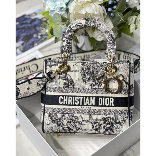 BORSA D-LITE MEDIUM LADY Dior Ricamata M0565-15