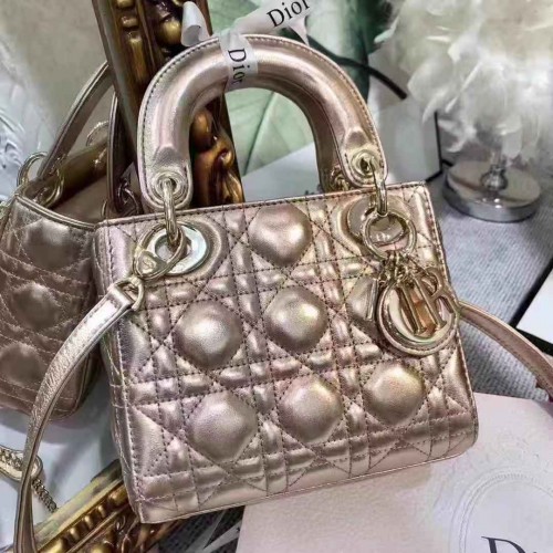 Dior BORSA MINI LADY DIOR IN VITELLO M0505 champagne