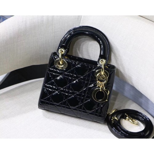 Dior BORSA MINI LADY DIOR IN VITELLO Nero M0505O-2 Oro