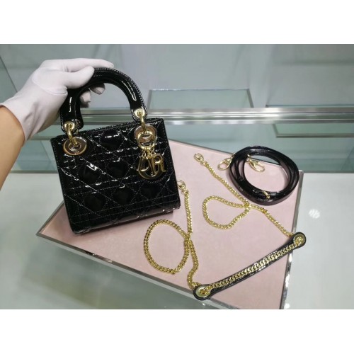 Dior BORSA MINI LADY DIOR IN VITELLO Nero M0505O Oro