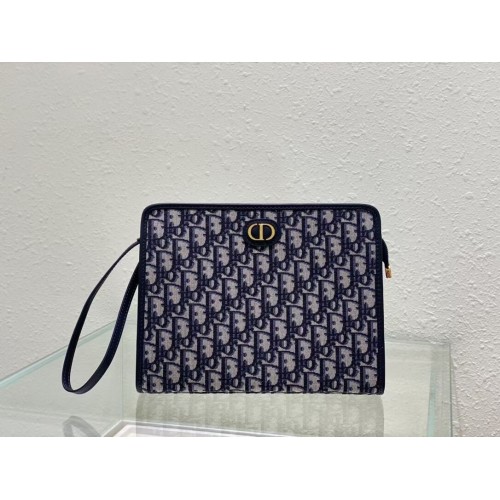Pochette in tela Dior Oblique C5107 Blu
