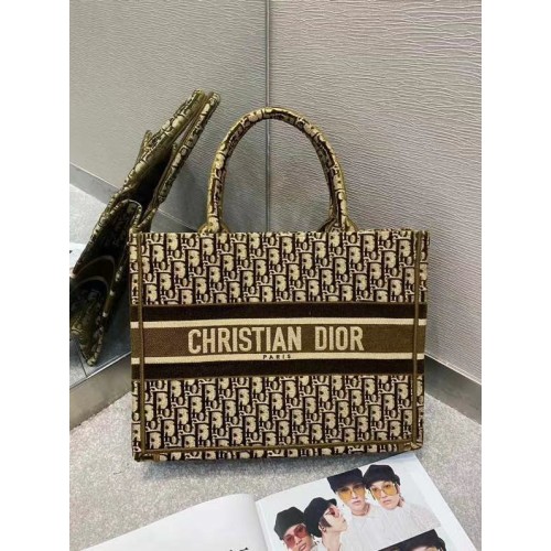 DIOR BOOK TOTE SMALL Velluto ricamato obliquo M1296ZW Marrone
