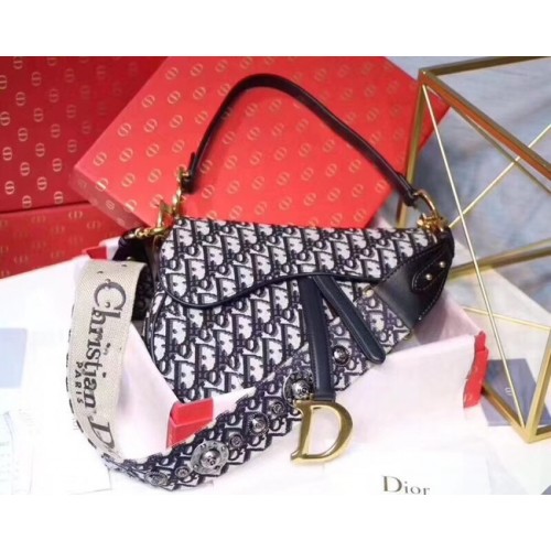 BORSA A SELLA DIOR IN TELA BLU M0446