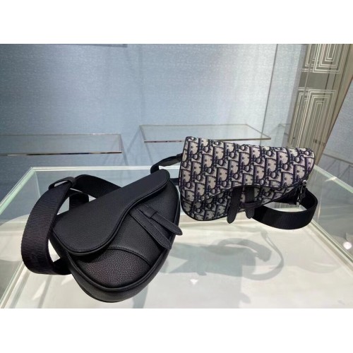 Dior SADDLE BELT POUCH Pelle di vitello granulata nera C2109