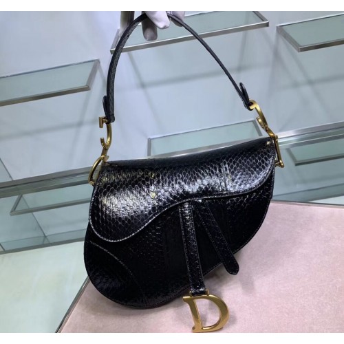 Borsa Dior SADDLE in pelle di serpente C9046 nera