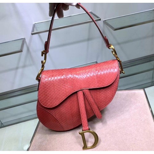 Borsa Dior SADDLE in pelle di serpente C9046 rosa