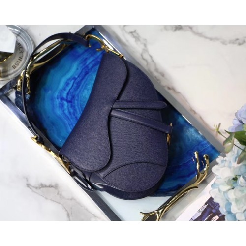 Dior SADDLE-TAS VAN KALFSLEER M0446C blu scuro