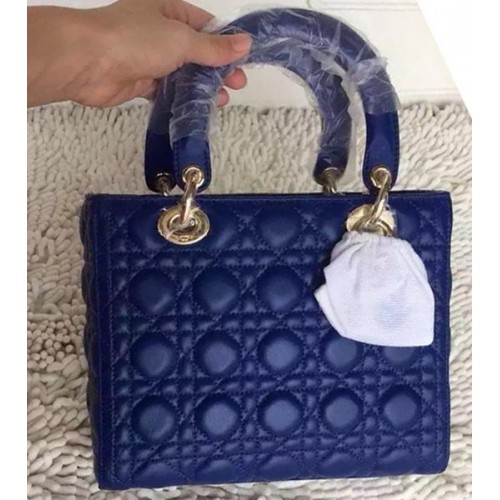 Borsa Dior Small Lady Dior Pelle di montone CD8239 Blu