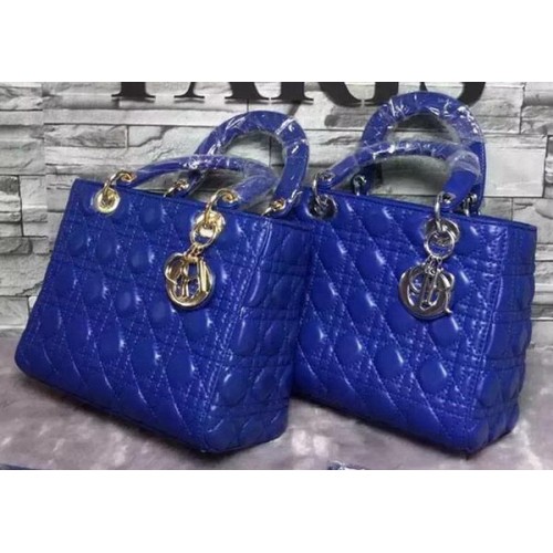 Borsa Dior Small Lady Dior Pelle di montone CD6322 Blu