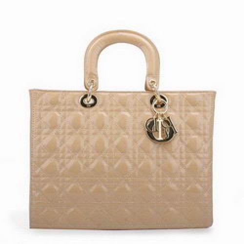 Dior Tote Bags Pelle verniciata Albicocca 44561