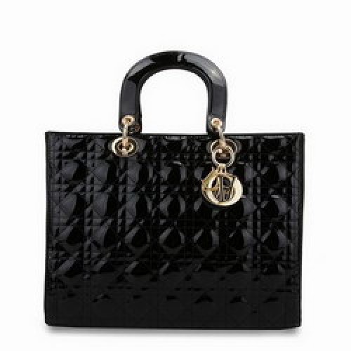 Dior Tote Bags pelle verniciata nera 44561