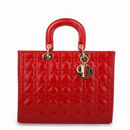 Dior Tote Bags pelle verniciata rossa 44561