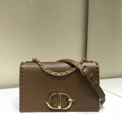 BORSA A CATENA DIOR 30 MONTAIGNE CON BORDI FILETTATI IN PELLE DI VITELLO M9220 marrone