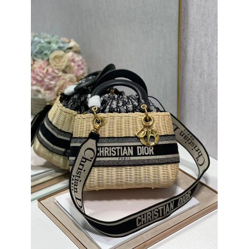 Dior Tessuto albicocca con pelle nera C9908