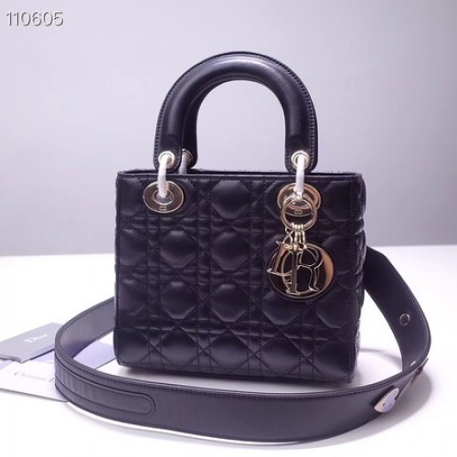 Distintivi portafortuna Dior Borsa tote originale in pelle di pecora 88035 nera