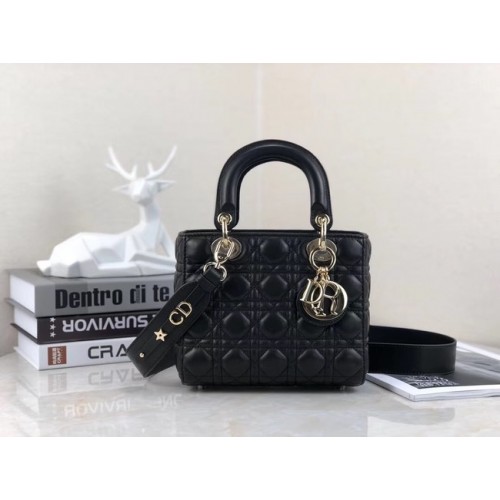 Distintivi portafortuna Dior Borsa tote originale in pelle di pecora A88035 nera