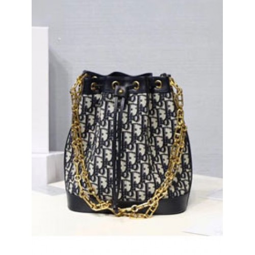 Borsa a secchiello in tela originale Dior M0532 nera