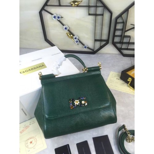 Dolce Gabbana SICILY Borsa Tote Modello Lucertola BB4137 Verde