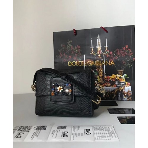 Dolce Gabbana Borsa a tracolla in pelle di vitello 5568 nera