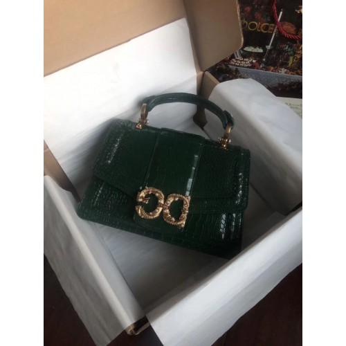 Dolce Gabbana Borsa Originale In Pelle Di Coccodrillo 4916E Verde Nerastro
