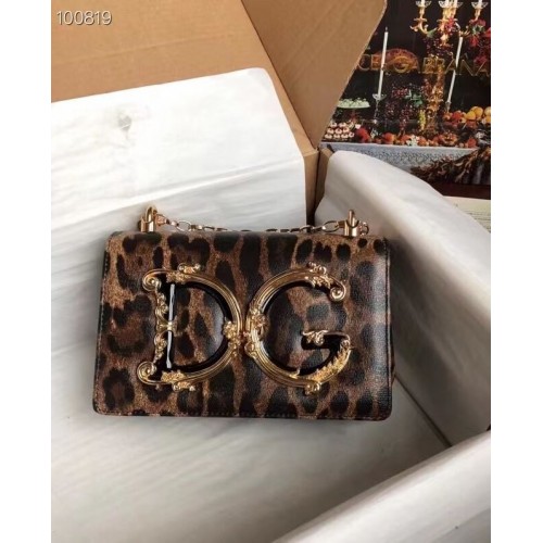 Borsa a tracolla in pelle stampa leopardo originale Dolce Gabbana 4006-1 marrone