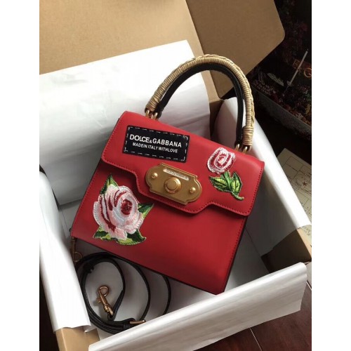 Dolce Gabbana SICILY Borse tote in pelle di vitello crisantemo 5588-2 rosso