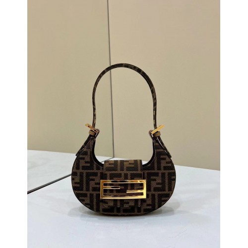 FENDI FF Borsa a spalla in tessuto FF10592 marrone