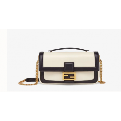 FENDI BAGUETTE CHAIN Borsa in nappa bianca e nera 8BR783A