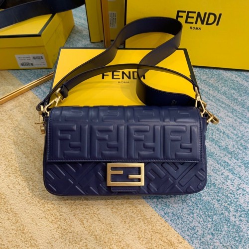 FENDI BAGUETTE Mini Borsa a Spalla 8BS017 blu scuro