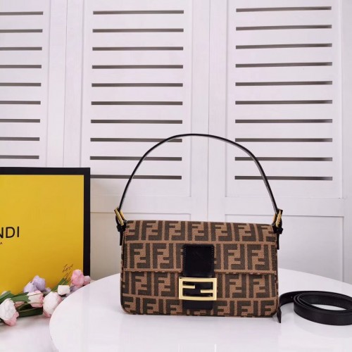 FENDI BAGUETTE borsa in tessuto 8BR011 nera