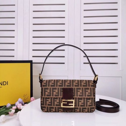 FENDI BAGUETTE borsa in tessuto 8BR011 Caffè