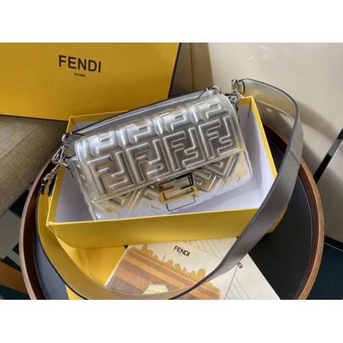 FENDI BAGUETTE Borsa a Spalla grande 8BR771A Argento