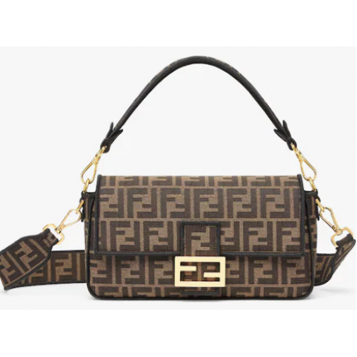 FENDI Baguette Borsa in tessuto marrone 8BR600