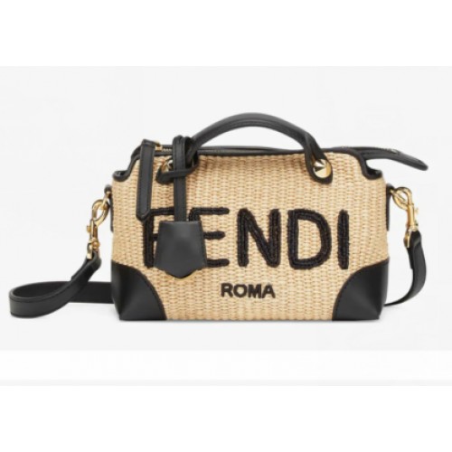 FENDI Borsa di Paglia Intrecciata F1578 Nera