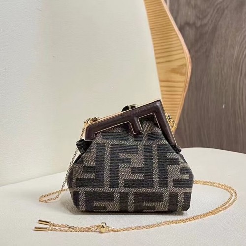 FENDI FIRST mini borsa in tessuto 5FB2321 marrone