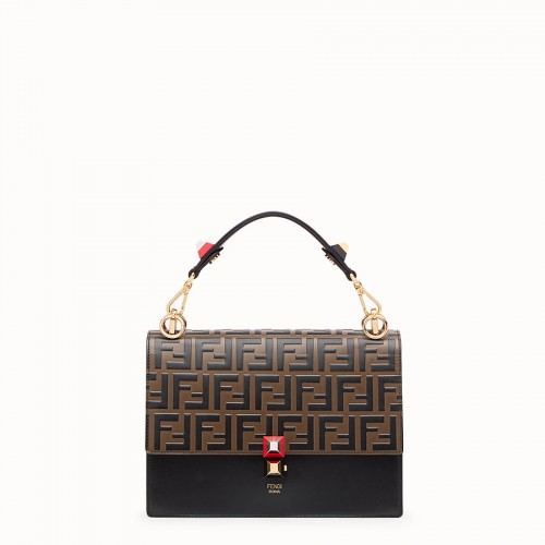 FENDI KAN I Borsa in pelle nera 8BT283A